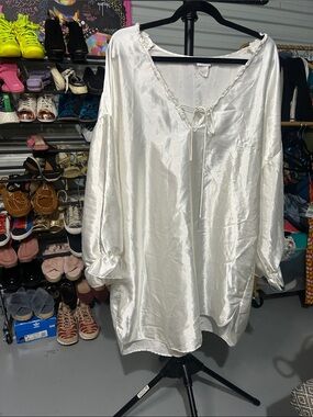 VTG Satin V-Neck Chemise night gown plus size 1X